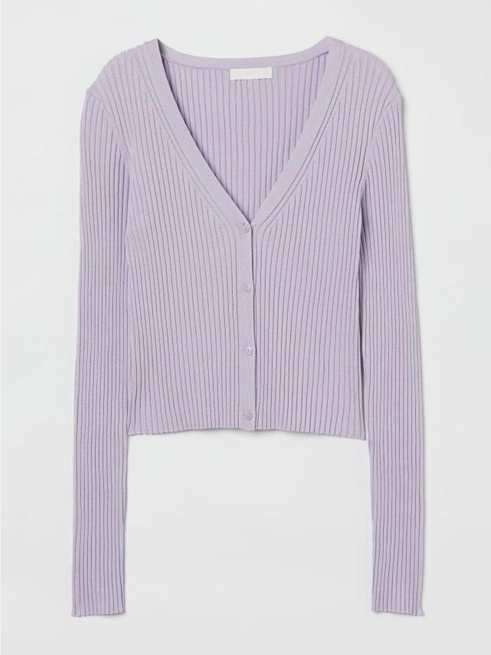 H&M Lilac Ribbed V-Neck Button Cardigan